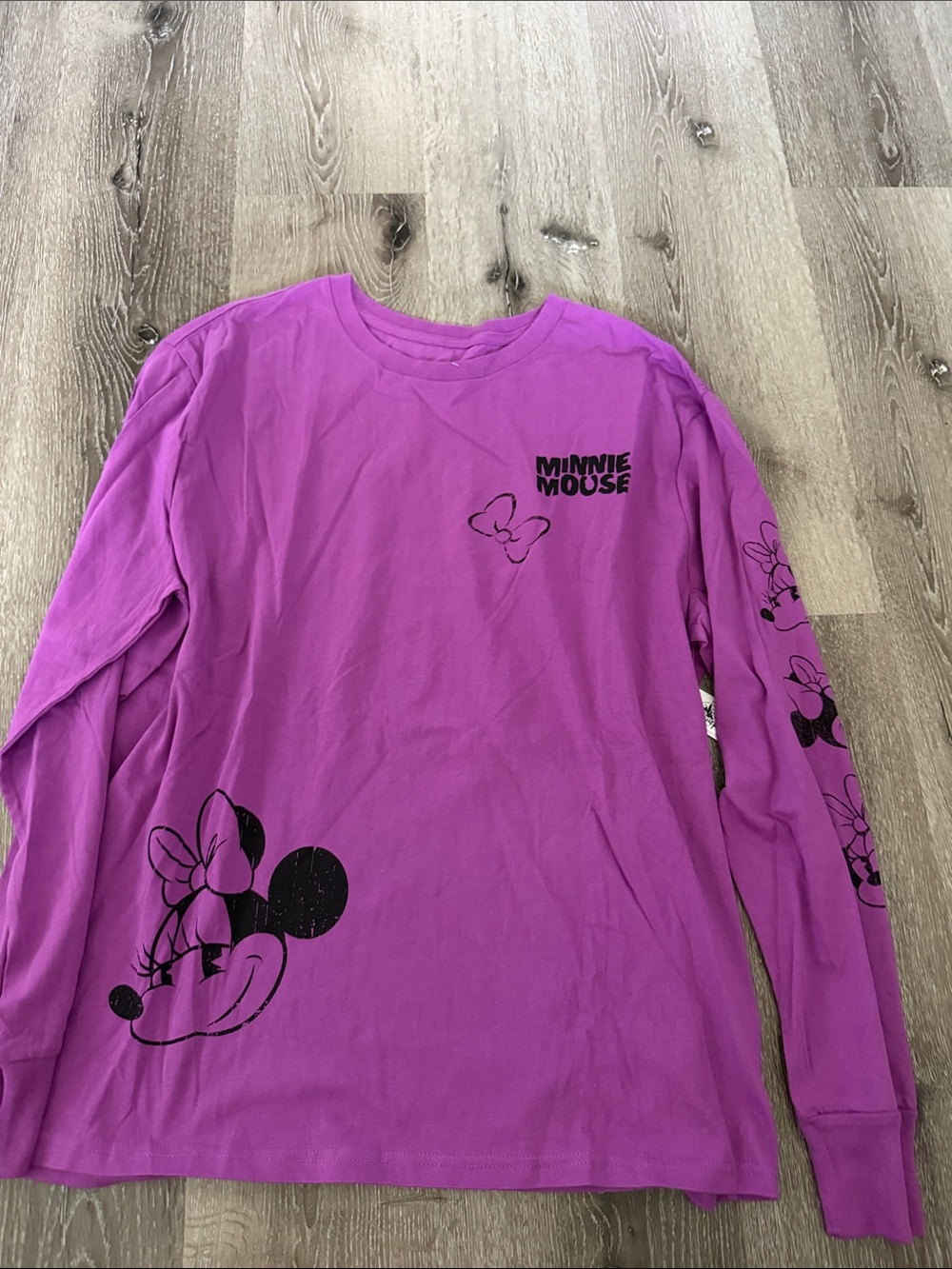 Disney Minnie Mouse Long-Sleeve Tee - Purple with Black Graphics large